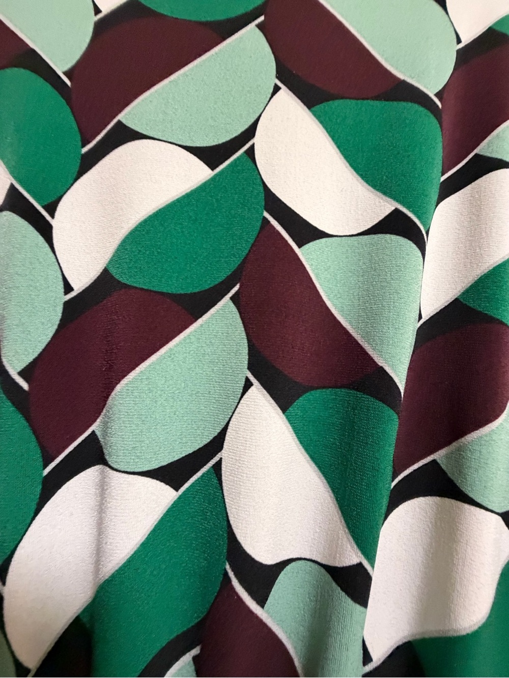 Ann Taylor Green, White and Dark Teal Geometric Wrap Midi Dress - Picture 4 of 5